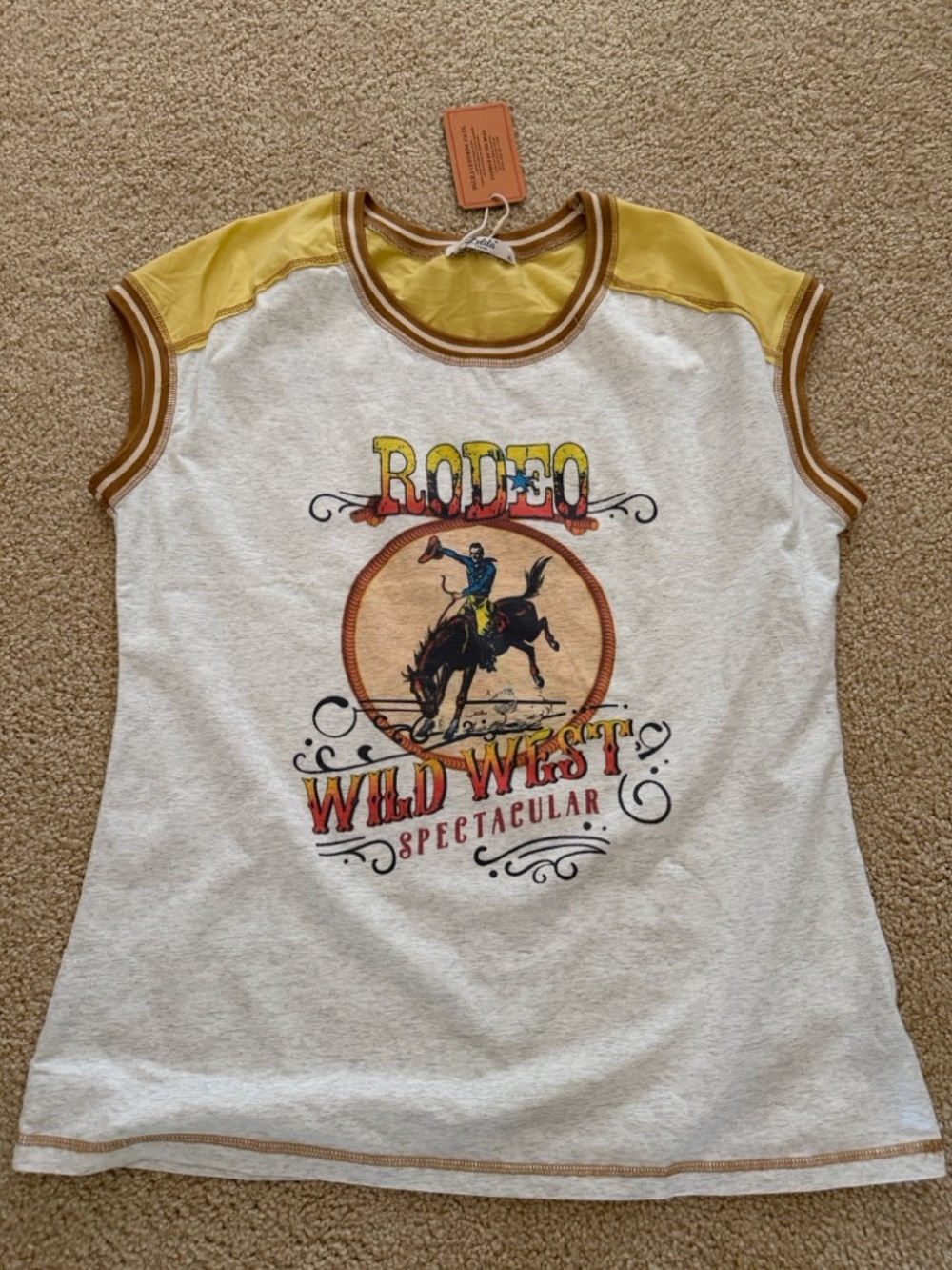 Rodeo Wild West Short Sleeve Tee - Yellow/White